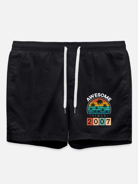 2007 Geboren Geburtstag Geburtsjahr Vintage - Badeshorts - Schwarz