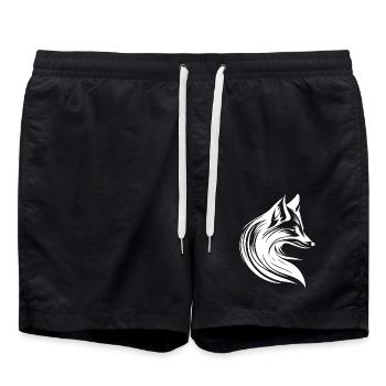 Tattoo Style Fuchs Porträt in fliessenden Linien - Badeshorts - Schwarz - Vorne - AI Model Male 185 light (185cm)
