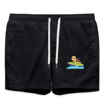 Schildkröte auf surfbrett - Badeshorts - Schwarz - Vorne - AI Model Male 185 light (185cm)