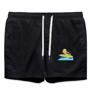 Schildkröte auf surfbrett - Badeshorts - Schwarz - Vorne - AI Model Male 185 light (185cm)