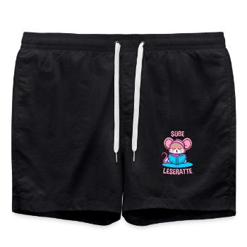 Süße Ratte liest ein Buch Leseratte - Badeshorts - Schwarz - Vorne - AI Model Male 185 light (185cm)