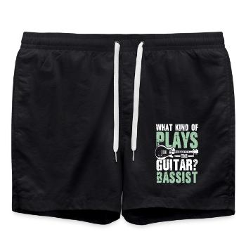 What Kind Of Plays The Guitar BASSIST - Badeshorts - Schwarz - Vorne - AI Model Male 185 light (185cm)