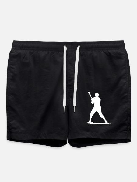 Baseball player with baseball bat - Swim Trunks - black