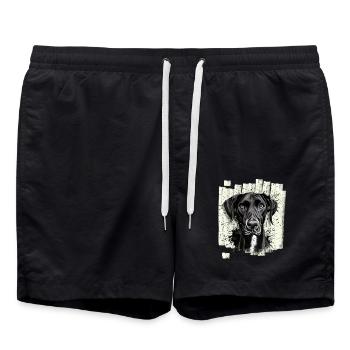 Black Great Dane Dog - Swim Trunks - black - Front - AI Model Male 185 light (185cm)