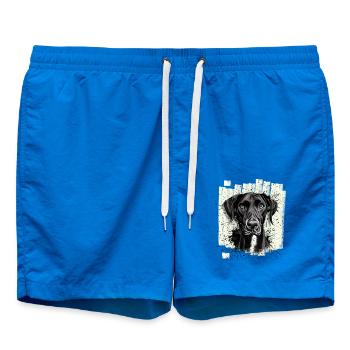 Schwarze Deutsche Dogge Hund - Badeshorts - Cobalt blue - Vorne