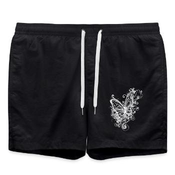 Pretty Vintage Tattoo Lines Style Butterfly - Swim Trunks - black - Front - AI Model Male 185 light (185cm)