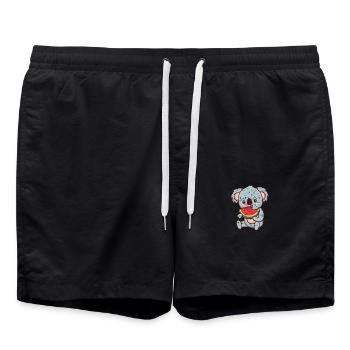 Kawaii Koala isst Wassermelone - Badeshorts - Schwarz - Vorne - AI Model Male 185 light (185cm)