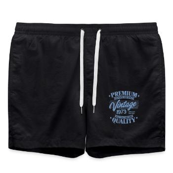 Vintage 1973 Geburtstag Sprüche "Limitierte - Badeshorts - Schwarz - Vorne - AI Model Male 185 light (185cm)