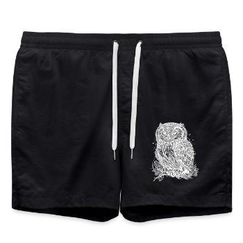 Forest owl nature motif for owl lovers - Swim Trunks - black - Front - AI Model Male 185 light (185cm)