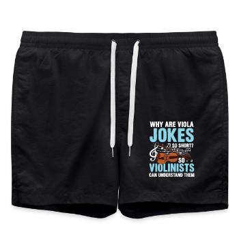 Why Are Viola Jokes So Short? Violinists - Badeshorts - Schwarz - Vorne - AI Model Male 185 light (185cm)