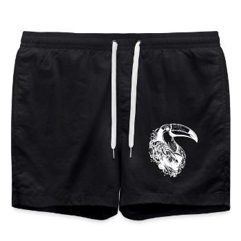 Mignon oiseau tropical toucan avec un énorme bec - Short de bain - noir - Devant - AI Model Male 185 light (185cm)