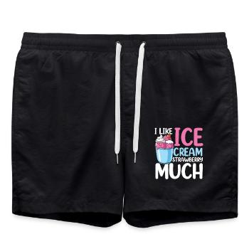 I Like Ice Cream Strawberry Much für eine Eis - Badeshorts - Schwarz - Vorne - AI Model Male 185 light (185cm)