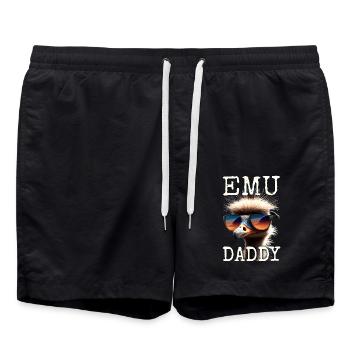 Emu Daddy Vogel Strauß Laufvogel Dad Vatertag Emu - Badeshorts - Schwarz - Vorne - AI Model Male 185 light (185cm)