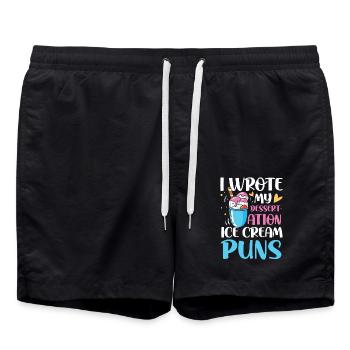 I Wrote My Dessert-Ation Ice Cream Puns - Badeshorts - Schwarz - Vorne - AI Model Male 185 light (185cm)