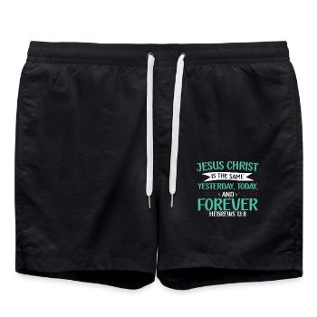 Jésus-Christ est la même foi chrétienne - Short de bain - noir - Devant - AI Model Male 185 light (185cm)