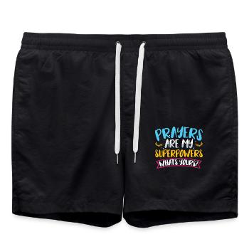 Prayers are my superpowers Christian faith - Swim Trunks - black - Front - AI Model Male 185 light (185cm)