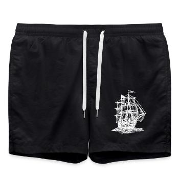 Vieux voilier à deux mâts sous voile - Short de bain - noir - Devant - AI Model Male 185 light (185cm)