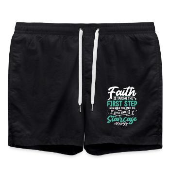 Der Glaube Ist Der Erste Schritt Christ Jesus - Badeshorts - Schwarz - Vorne - AI Model Male 185 light (185cm)