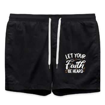 Let Your Faith Be Heard Music Christian - Swim Trunks - black - Front - AI Model Male 185 light (185cm)