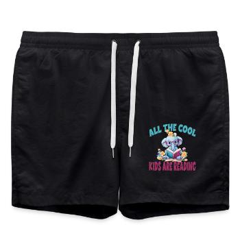 All The Cool Kids Are Reading Elefant - Badeshorts - Schwarz - Vorne - AI Model Male 185 light (185cm)