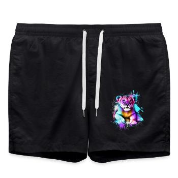 Lion coloré - Short de bain - noir - Devant - AI Model Male 185 light (185cm)