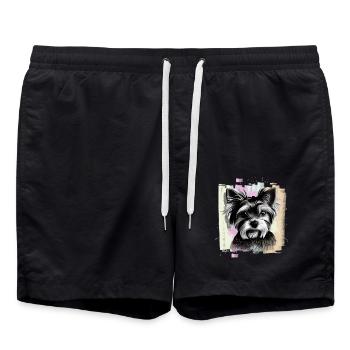 Yorkshire Terrier - Swim Trunks - black - Front - AI Model Male 185 light (185cm)