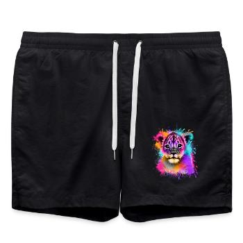 Lion coloré - Short de bain - noir - Devant - AI Model Male 185 light (185cm)