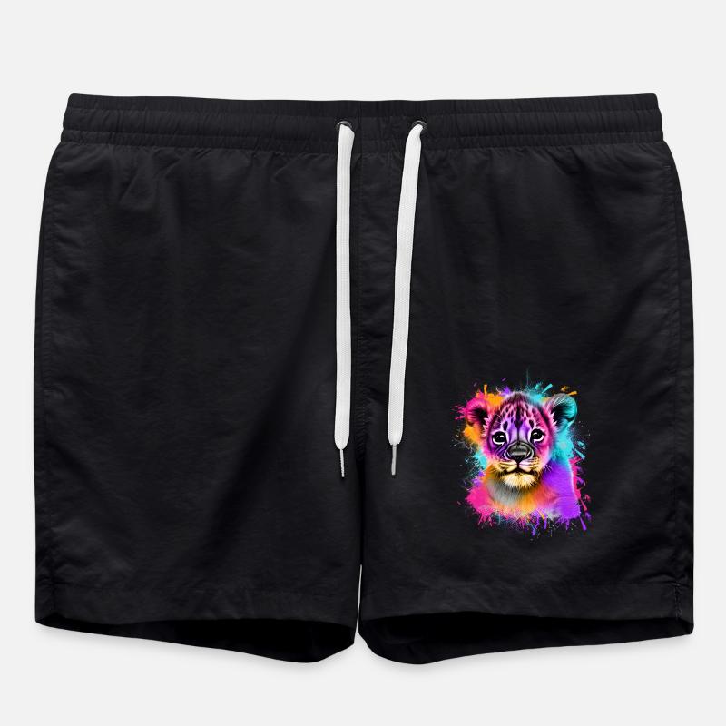 Löwe Bunt - Badeshorts - Schwarz