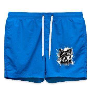 Yorkshire Terrier Yorkie Dog - Swim Trunks - cobalt blue - Front