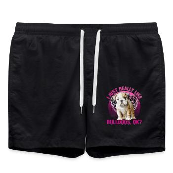 I just really like Bulldogs, ok? - Swim Trunks - black - Front - AI Model Male 185 light (185cm)