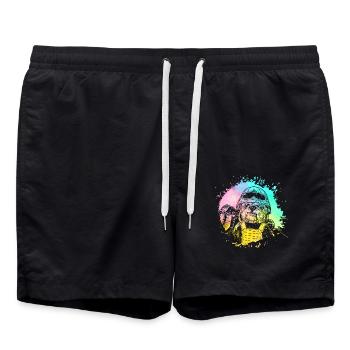 Bouledogue anglais Rétro - Short de bain - noir - Devant - AI Model Male 185 light (185cm)