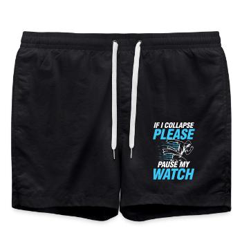 If I Collapse Please Pause My Watch - Badeshorts - Schwarz - Vorne - AI Model Male 185 light (185cm)