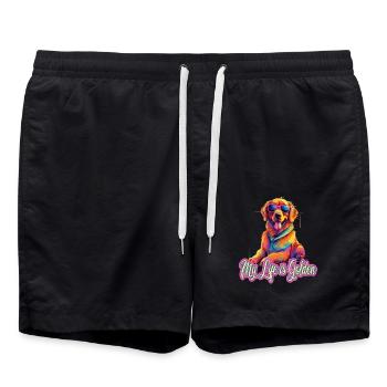 My Life Is Golden - Badeshorts - Schwarz - Vorne - AI Model Male 185 light (185cm)