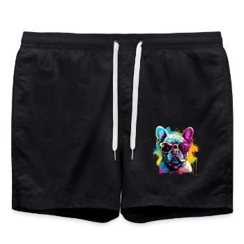 Französische Bulldogge Hund Mops - Badeshorts - Schwarz - Vorne - AI Model Male 185 light (185cm)