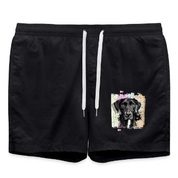 Black Great Dane Dog - Swim Trunks - black - Front - AI Model Male 185 light (185cm)