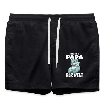 Bester Papa der Welt Vatertag Vater Kater Katze - Badeshorts - Schwarz - Vorne - AI Model Male 185 light (185cm)