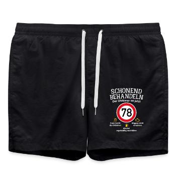 78. Geburtstag Schonend Behandeln Oldtimer Ist 78 - Badeshorts - Schwarz - Vorne - AI Model Male 185 light (185cm)