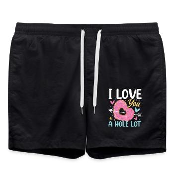 I Love You A Hole Lot für einen Donut-Liebhaber - Badeshorts - Schwarz - Vorne - AI Model Male 185 light (185cm)