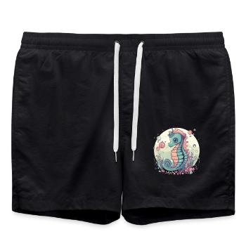 Seepferdchen Unterwasserwelt - Badeshorts - Schwarz - Vorne - AI Model Male 185 light (185cm)