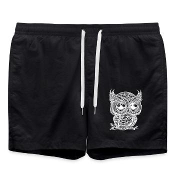 Kleine süsse freche Kuschel Zoo Eule - Badeshorts - Schwarz - Vorne - AI Model Male 185 light (185cm)