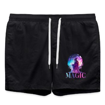 Magischer Zauberer mit Glaskugel für einen - Badeshorts - Schwarz - Vorne - AI Model Male 185 light (185cm)