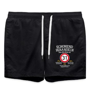 31. Geburtstag Schonend Behandeln 31 Alte Kiste 31 - Badeshorts - Schwarz - Vorne - AI Model Male 185 light (185cm)