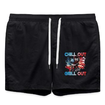 Chill out Grill out - Badeshorts - Schwarz - Vorne - AI Model Male 185 light (185cm)