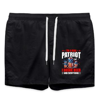 I'm a real Patriot I drink Beer and everything - Swim Trunks - black - Front - AI Model Male 185 light (185cm)