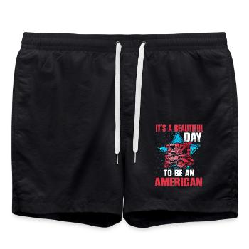 It's a beautiful day to be an American 4th of July - Swim Trunks - black - Front - AI Model Male 185 light (185cm)