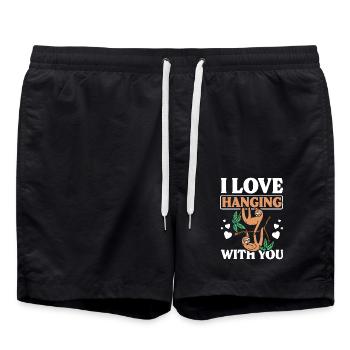 I love Hanging with you sloth couple fahlentinsday - Badeshorts - Schwarz - Vorne - AI Model Male 185 light (185cm)