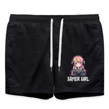 Gaming Konsole PC Zockerin Mädchen Gamer Girl - Badeshorts - Schwarz - Vorne - AI Model Male 185 light (185cm)