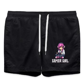 Gaming Konsole PC Zockerin Mädchen Gamer Girl - Badeshorts - Schwarz - Vorne - AI Model Male 185 light (185cm)