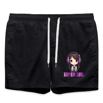 Gaming Konsole PC Zockerin Mädchen Gamer Girl - Badeshorts - Schwarz - Vorne - AI Model Male 185 light (185cm)