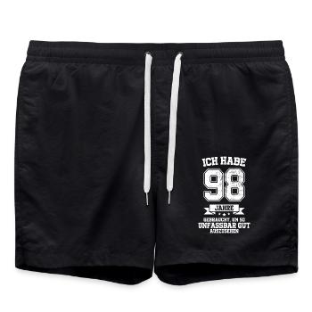 98. Geburtstag Geschenk Habe 98 Jahre Gebraucht - Badeshorts - Schwarz - Vorne - AI Model Male 185 light (185cm)